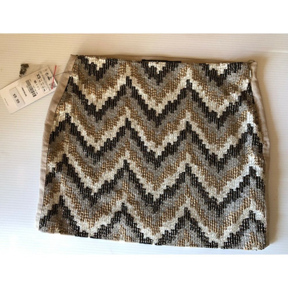 Zara Womens Beige Sequin Beaded Mini Skirt Size XS - Picture 11 of 11